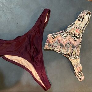 Bikini Bottoms Set in Burgundy and Multicolor